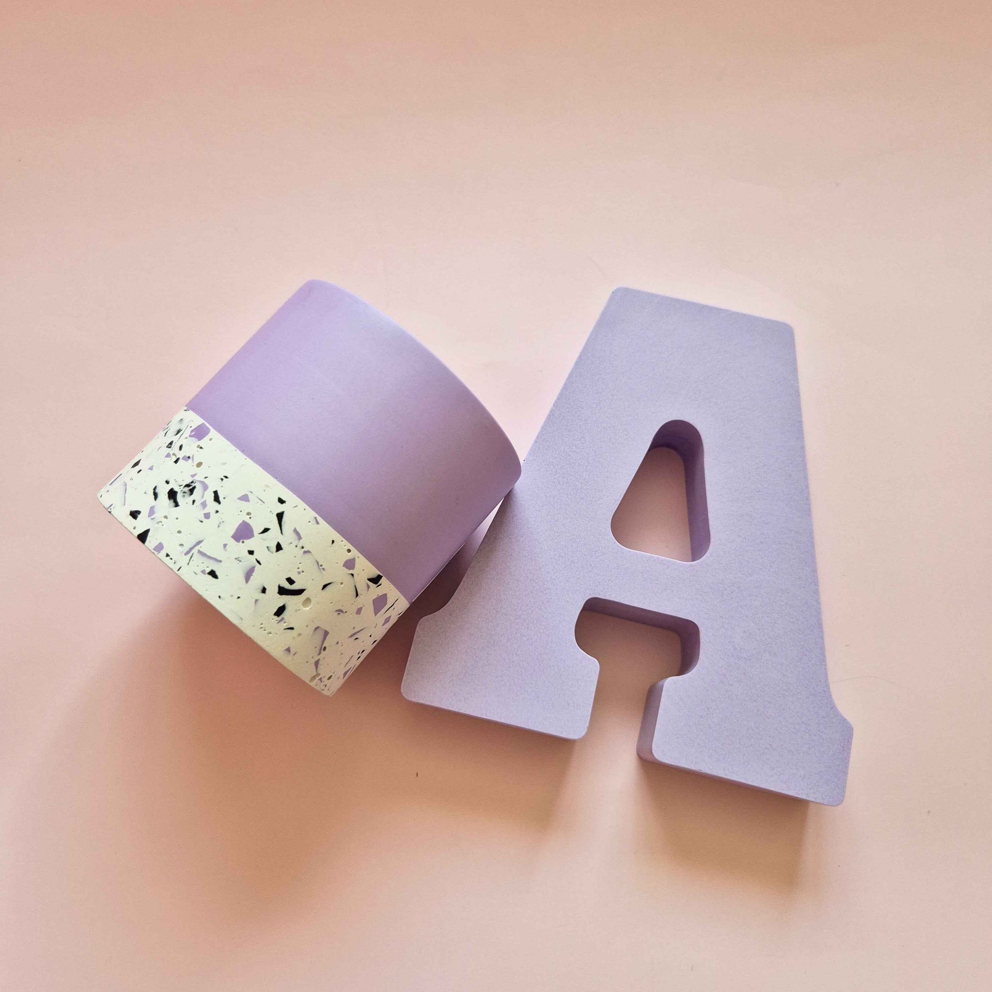 Personalised pen pot and initial gift set, office desk decor