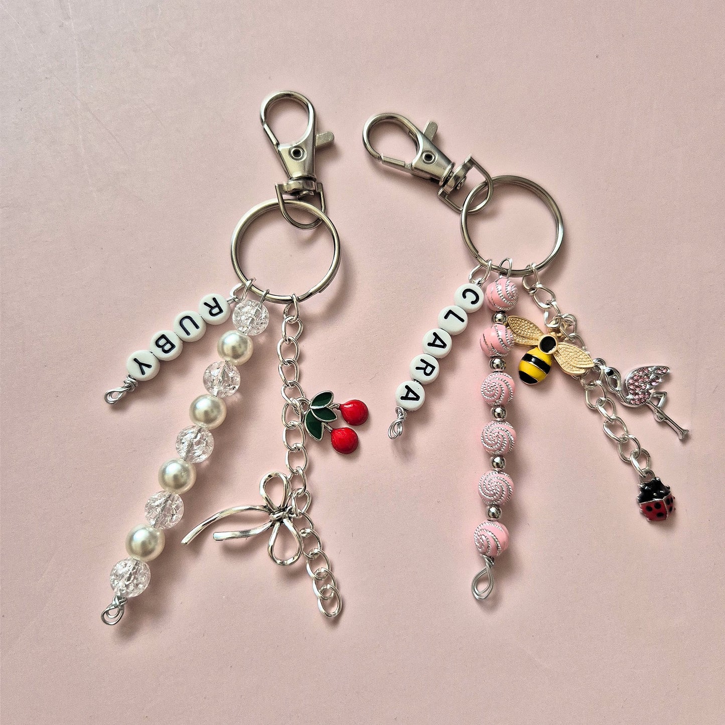 Personalised Pick your Charms Beads Keyring