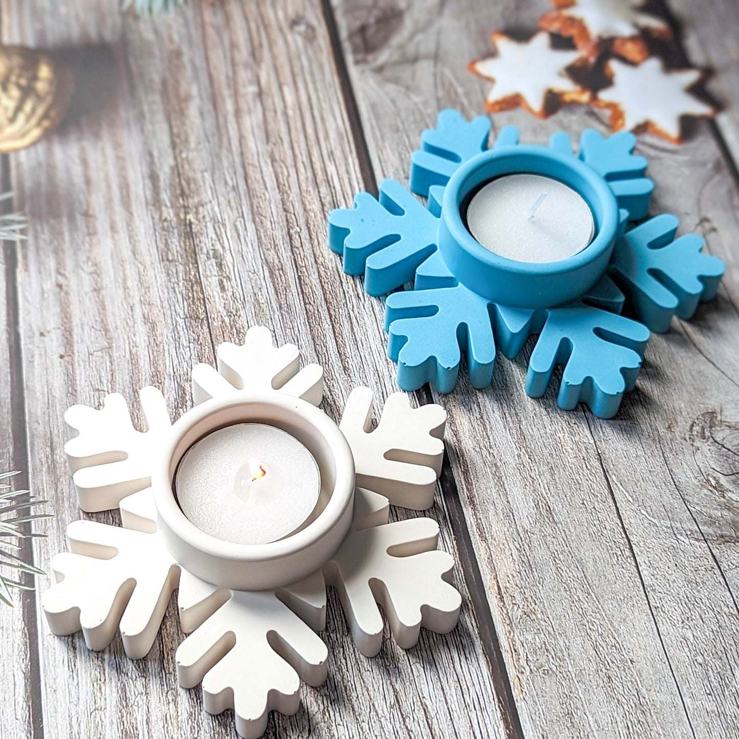 Snowflake tealight candle holder, winter decor