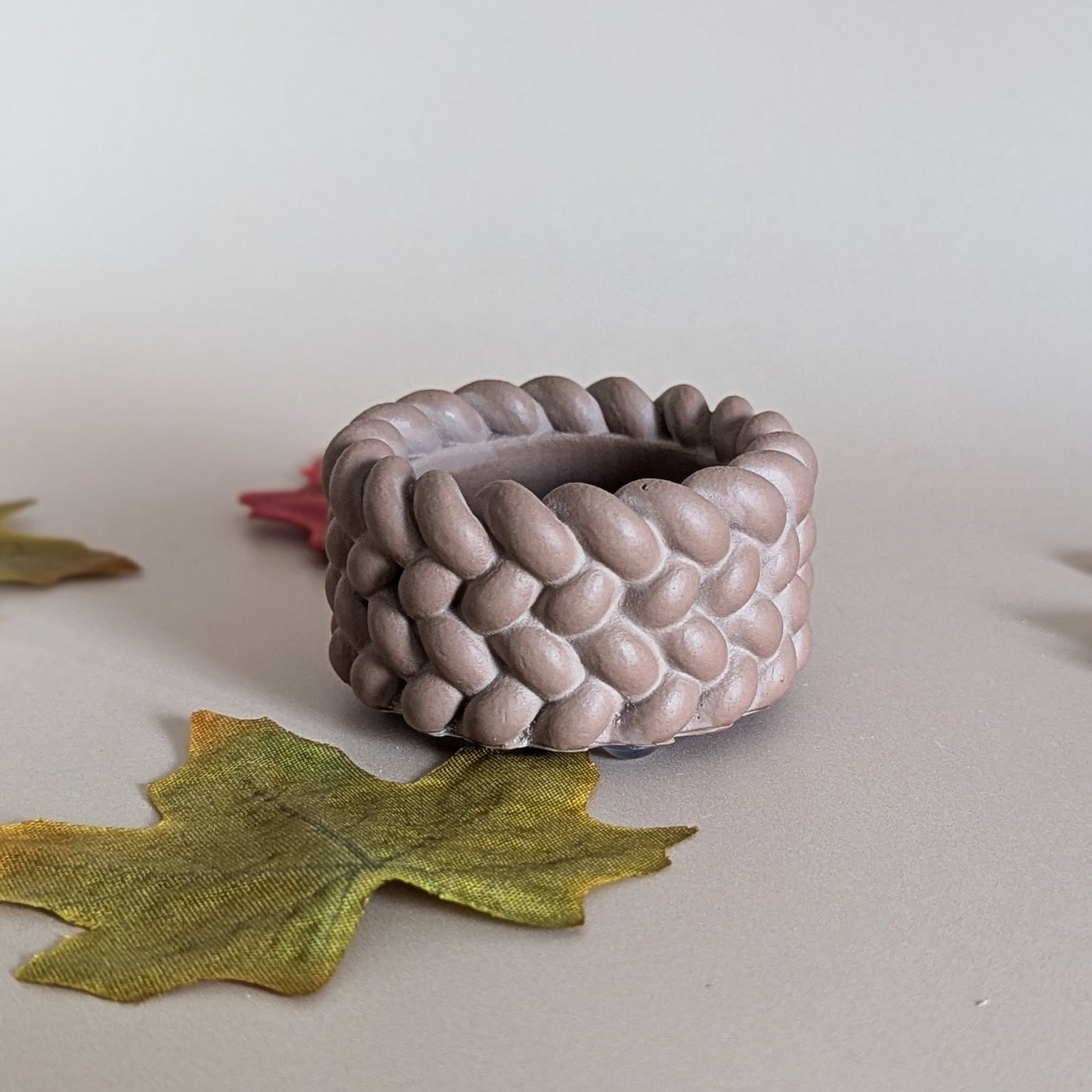 Knitted style cosy tealight candle holders