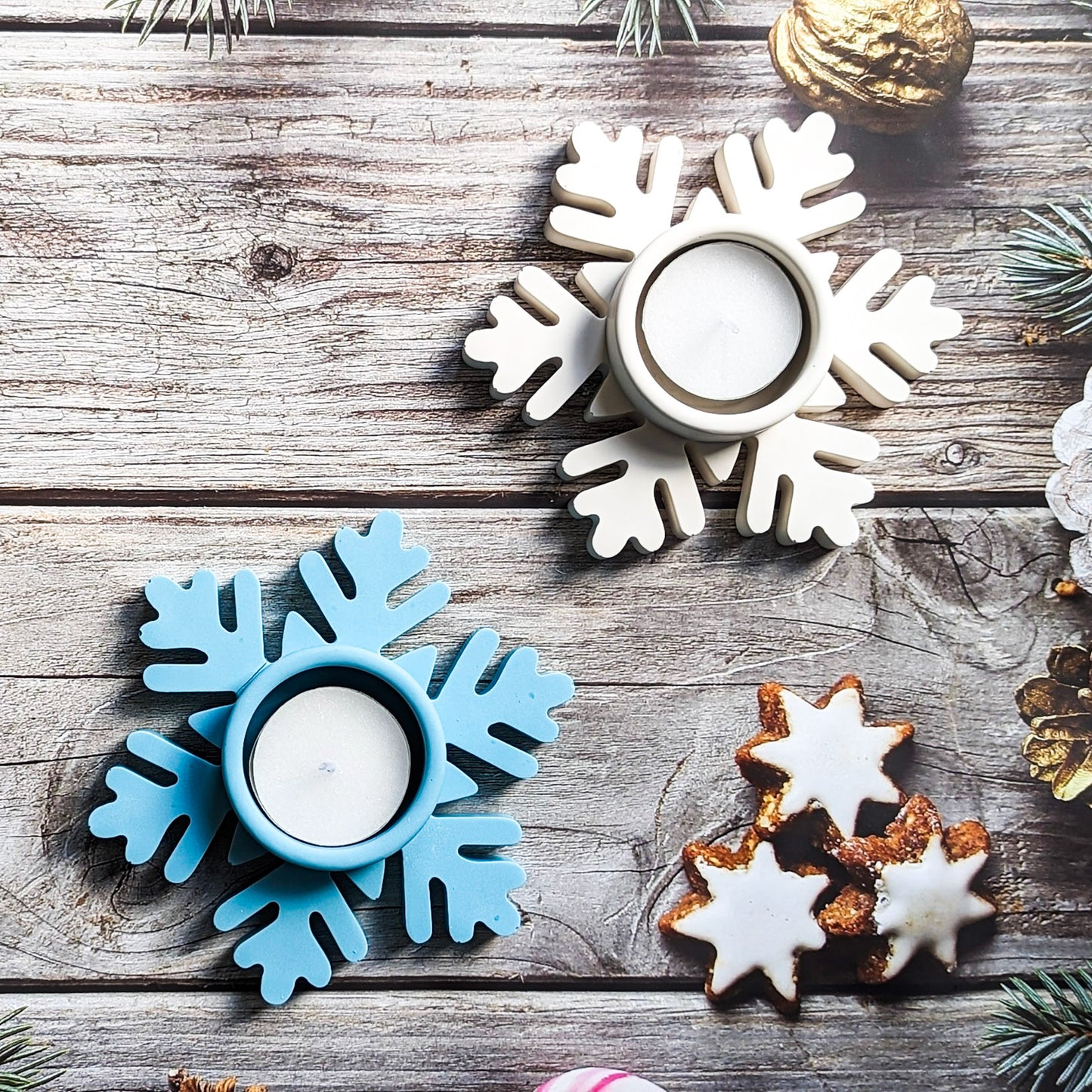 Snowflake tealight candle holder, winter decor