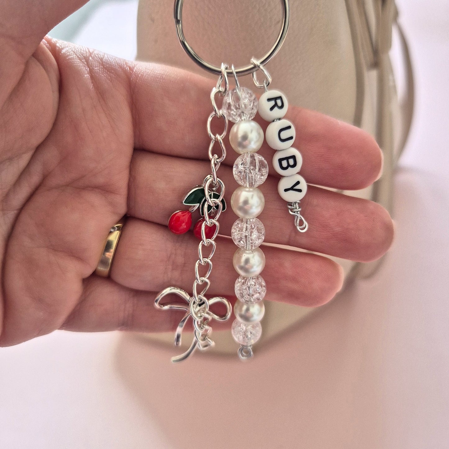 Personalised Pick your Charms Beads Keyring