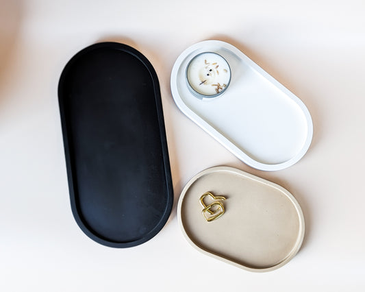 Various sizes oval trinket trays, small, medium and large