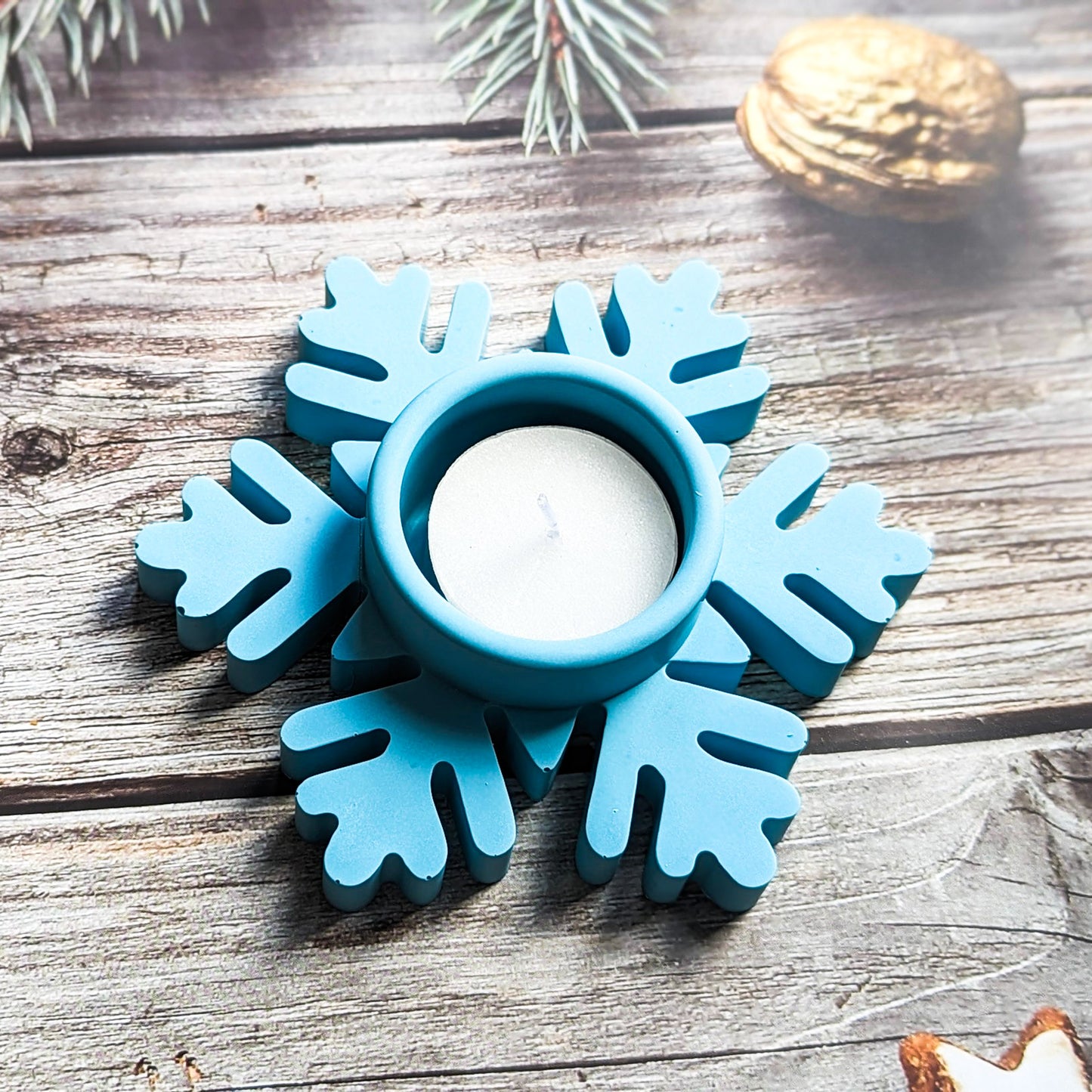Snowflake tealight candle holder, winter decor
