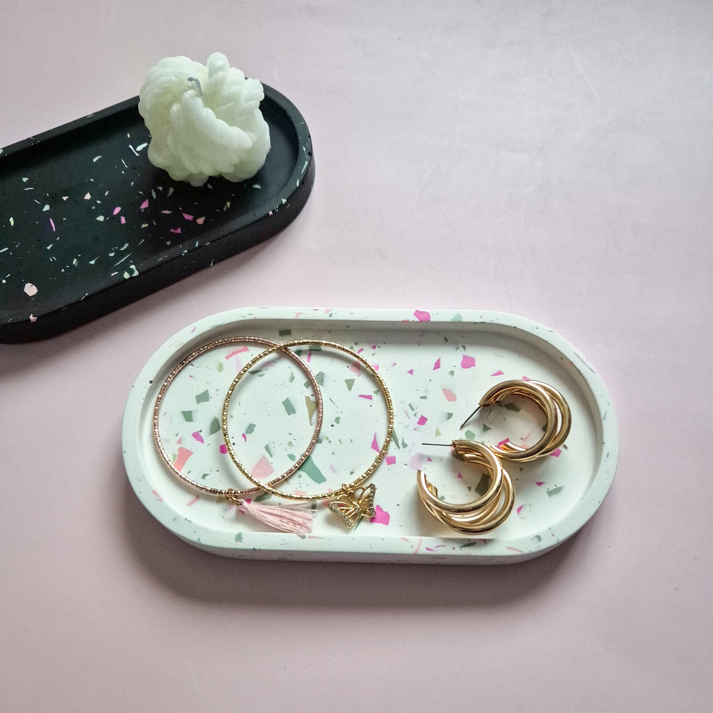 Matching terrazzo trays for couples, Valentine's Day gift