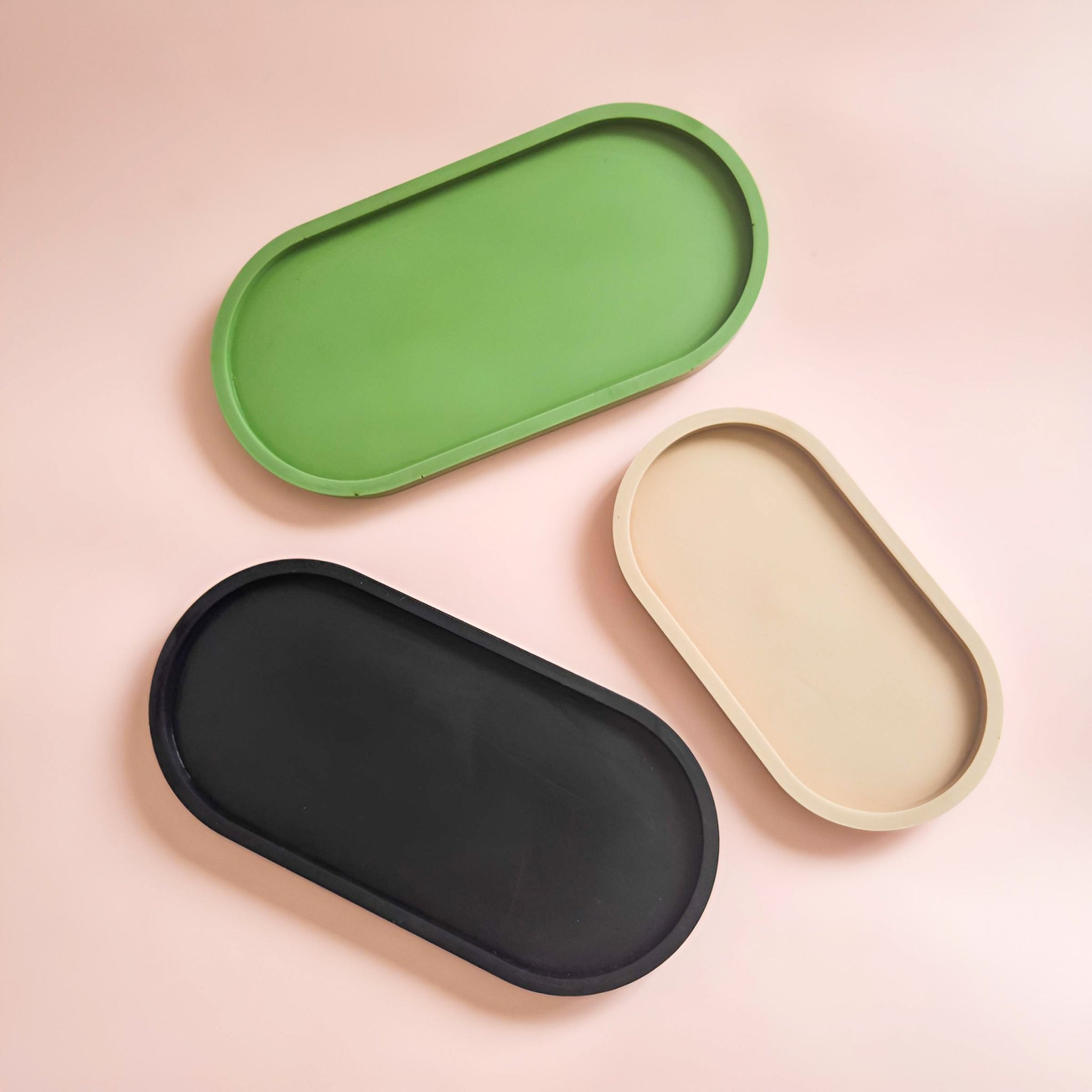 Various sizes oval trinket trays, small, medium and large