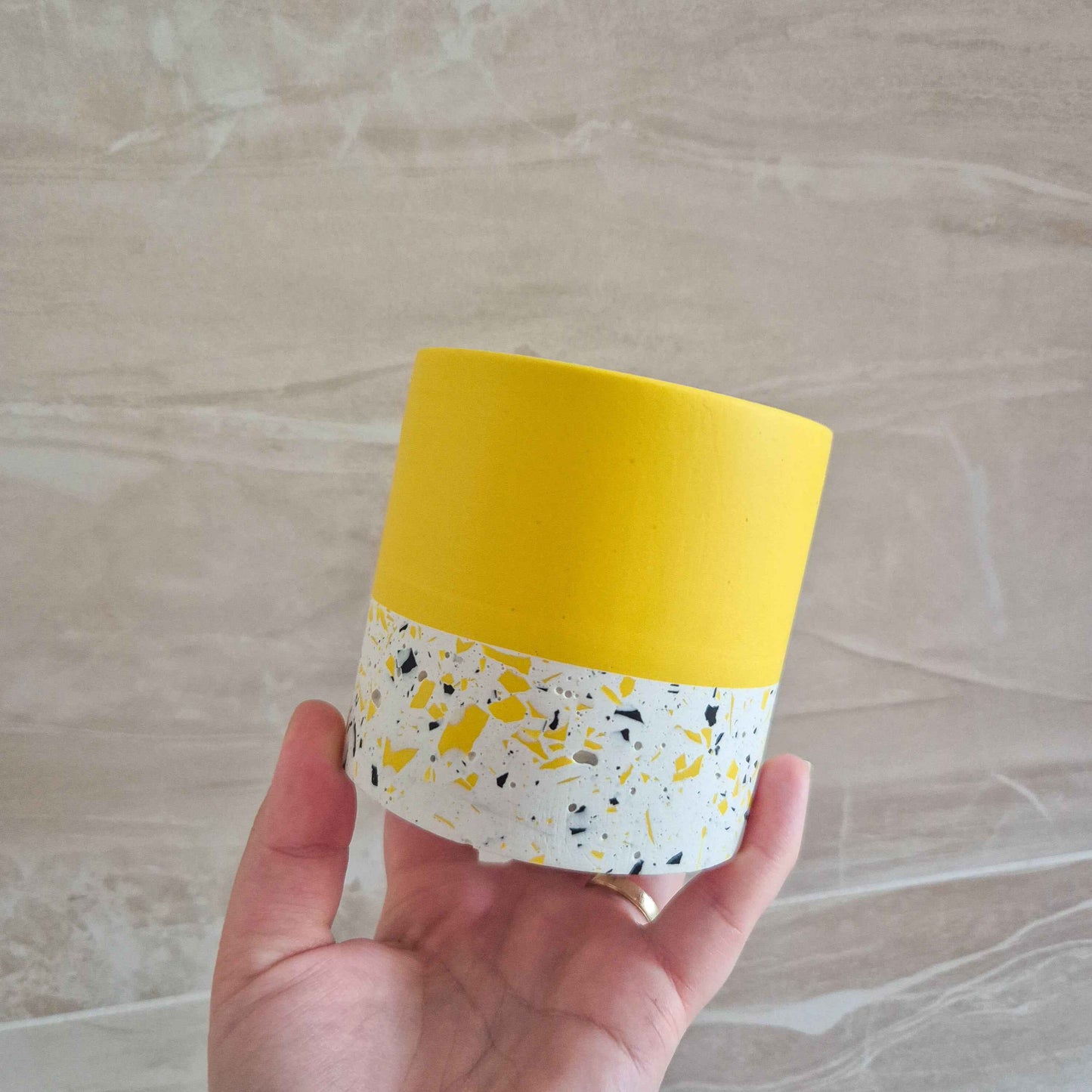 Half Terrazzo pen pot teal or purple, make up brushes holder