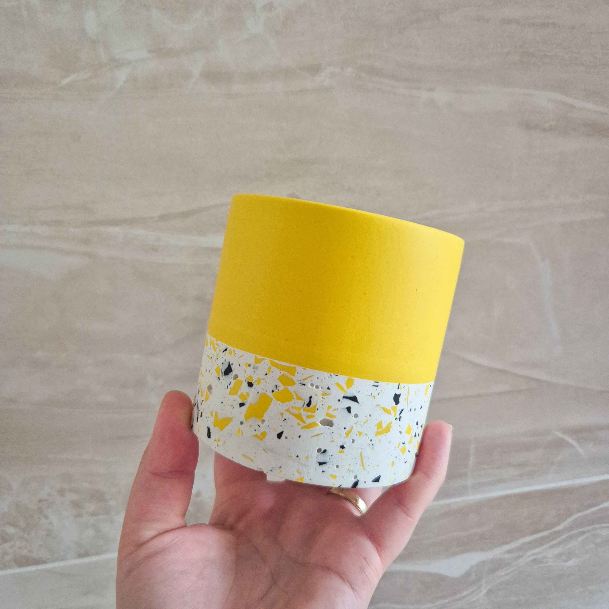 Half Terrazzo pen pot teal or purple, make up brushes holder